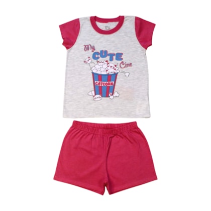 Pijama Malha Curto Feminino Estampa Cute Brilha no Escuro 43799 - Boca Grande