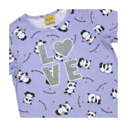 Pijama Malha Curto Feminino Estampa Love Brilha no Escuro 21196 - Rollu 