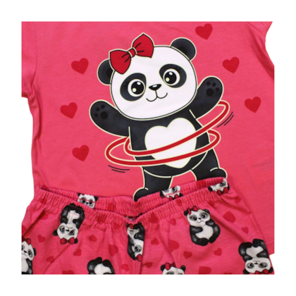 Pijama Malha Curto Feminino Estampa Panda Brilha no Escuro 1000439 - Kyly    