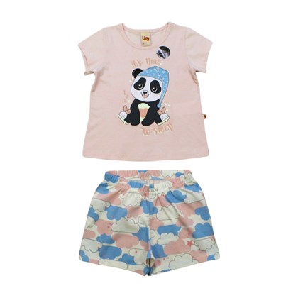 Pijama Malha Curto Feminino Estampa Panda Brilha no Escuro 8776 - Livy 
