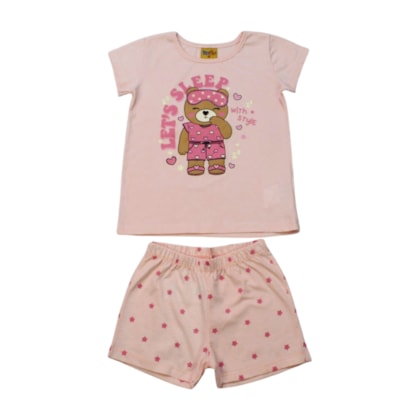 Pijama Malha Curto Feminino Estampa Ursa Brilha no Escuro 24500 - Rollu