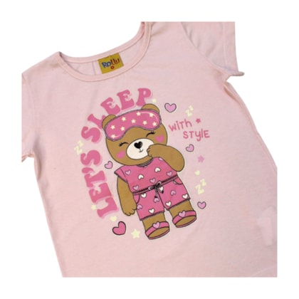 Pijama Malha Curto Feminino Estampa Ursa Brilha no Escuro 24500 - Rollu