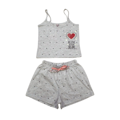 Pijama Malha Curto Feminino Estampado Coração Brilha no Escuro 00026 - Modme  