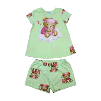 Pijama Malha Curto Feminino Estampado Ursa 1001144 - Kyly