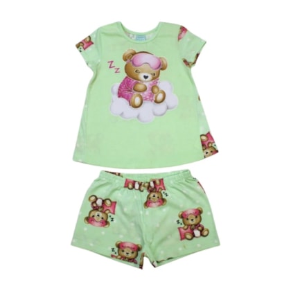 Pijama Malha Curto Feminino Estampado Ursa 1001144 - Kyly 