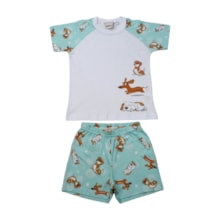 Pijama Malha Curto Masculino Estampa Cachorro Brilha no Escuro 11962 - Kaiani