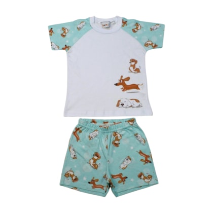 Pijama Malha Curto Masculino Estampa Cachorro Brilha no Escuro 11962 - Kaiani