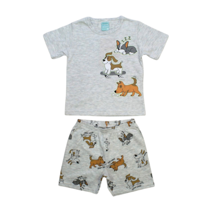 Pijama Malha Curto Masculino Estampa Cachorros Brilha no Escuro 1000451 - Kyly     