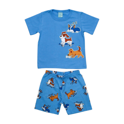 Pijama Malha Curto Masculino Estampa Cachorros Brilha no Escuro 1000451 - Kyly     