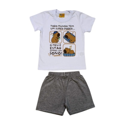 Pijama Malha Curto Masculino Estampa Capivara Brilha no Escuro 25294 - Rollu