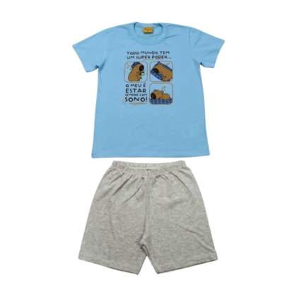 Pijama Malha Curto Masculino Estampa Capivara Brilha no Escuro 25294 - Rollu