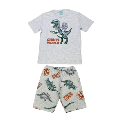 Pijama Malha Curto Masculino Estampa Dino Brilha no Escuro 1000653 - Kyly 