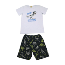 Pijama Malha Curto Masculino Estampa Dinossauros Brilha no Escuro 22293 - Rollu 