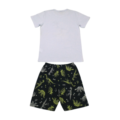 Pijama Malha Curto Masculino Estampa Dinossauros Brilha no Escuro 22293 - Rollu