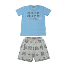 Pijama Malha Curto Masculino Estampa Game Brilha no Escuro 25293 - Rollu