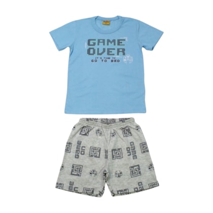 Pijama Malha Curto Masculino Estampa Game Brilha no Escuro 25293 - Rollu