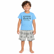 Pijama Malha Curto Masculino Estampa Game Brilha no Escuro 25293 - Rollu