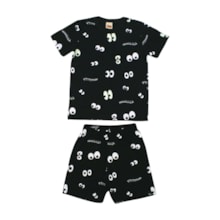 Pijama Malha Curto Masculino Estampa Olhos Brilha no Escuro 9361 - Livy