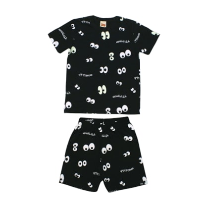 Pijama Malha Curto Masculino Estampa Olhos Brilha no Escuro 9361 - Livy