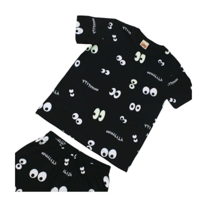 Pijama Malha Curto Masculino Estampa Olhos Brilha no Escuro 9361 - Livy