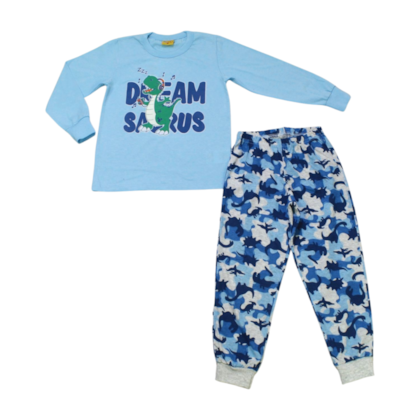 Pijama Malha Longo Estampa Dino Brilha no Escuro 23292 - Rollu 