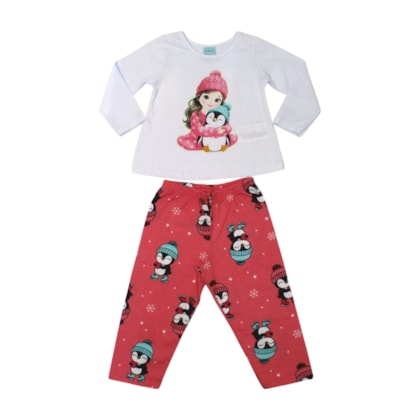 Pijama Malha Longo Estampa Pinguim Brilha no Escuro 1001635 - Kyly