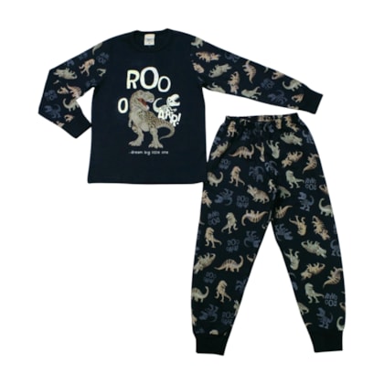 Pijama Malha Longo Estampado Dinossauro 00123 - Angerô