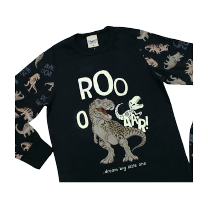 Pijama Malha Longo Estampado Dinossauro 00123 - Angerô