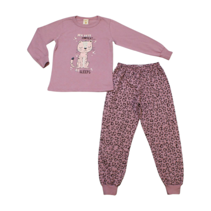 Pijama Malha Longo Feminino Estampa Oncinha Brilha no Escuro 00061 - Angerô