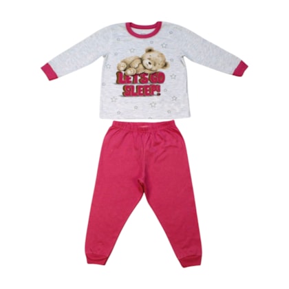 Pijama Malha Longo Feminino Estampa Urso Brilha no Escuro 46810 - Boca Grande