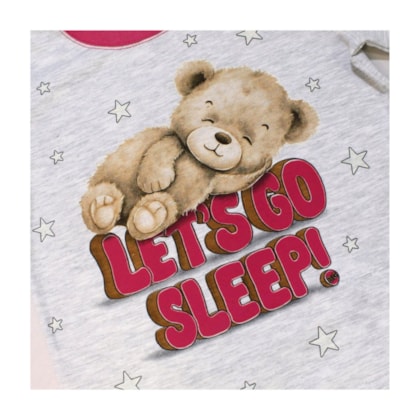 Pijama Malha Longo Feminino Estampa Urso Brilha no Escuro 46810 - Boca Grande