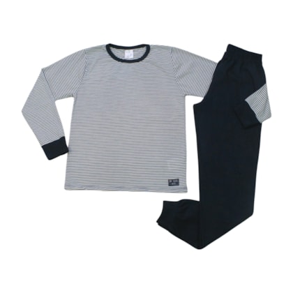 Pijama Malha Longo Masculino Camiseta Listrada 8233- BconB