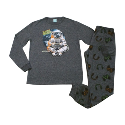 Pijama Malha Longo Masculino Estampa Astronauta Brilha no Escuro 1000877 - Kyly