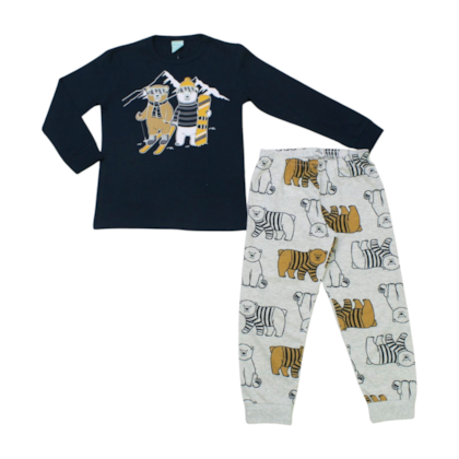Pijama Malha Longo Masculino Estampa Ursos Brilha no Escuro 1000876 - Kyly 