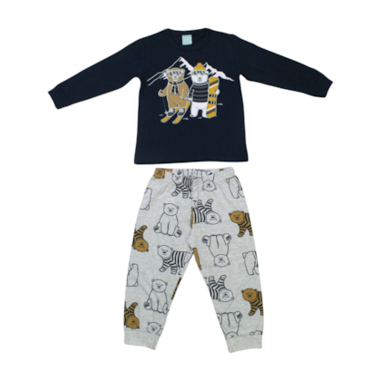 Pijama Malha Longo Masculino Estampa Ursos Brilha no Escuro 1000876 - Kyly 