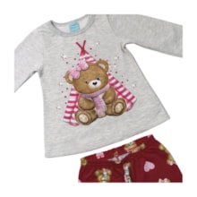 Pijama Moletom Feminino Estampa Urso Brilha no Escuro 1001640 - Kyly