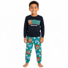 Pijama Moletom Masculino Estampado Monstro Brilha no Escuro 1001653 - Kyly