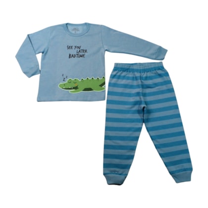 Pijama Moletom Masculio Estampa Jacaré Brilha no Escuro 9315 - Bicho Bagunça