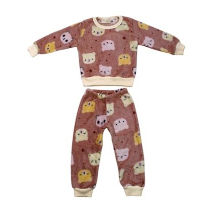 Pijama Pelúcia Feminino Estampado Bichos 8538 - Serelepe