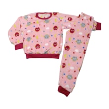 Pijama Pelúcia Feminino Estampado Corujas 8539 - Serelepe