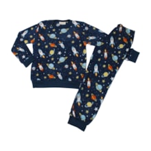 Pijama Pelúcia Masculino Estampado Foguetes 8541 - Serelepe