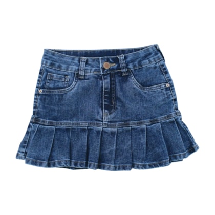 Saia Jeans com Babado Plissado 3721 - Frommer