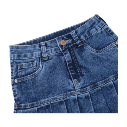 Saia Jeans com Babado Plissado 3721 - Frommer