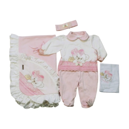 Saida Maternidade Feminina Bordada Ursa 4 Peças 2401 - Pipoquinhas