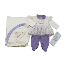 Saida Maternidade Feminina Bordada Ursa com Tule 4 Peças 2412 - Pipoquinhas