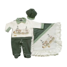 Saida Maternidade Masculina Bordada Safari 4 Peças 2386 - Pipoquinhas