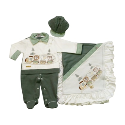 Saida Maternidade Masculina Bordada Safari 4 Peças 2386 - Pipoquinhas