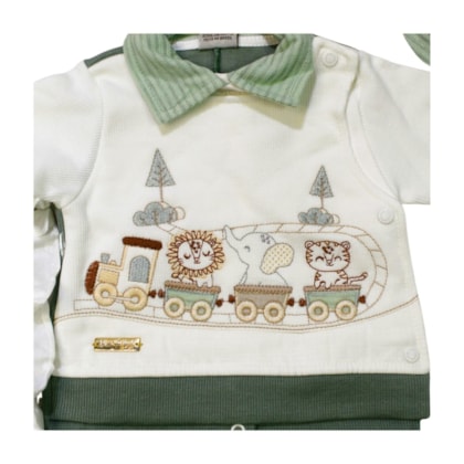 Saida Maternidade Masculina Bordada Safari 4 Peças 2386 - Pipoquinhas