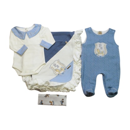 Saida Maternidade Masculina Bordado Cavalinho 4 Peças 2384 - Pipoquinhas