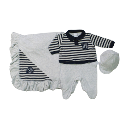 Saida Maternidade Masculina Suedine Bordada 83 e Listrado - 7080 - Bicho Molhado